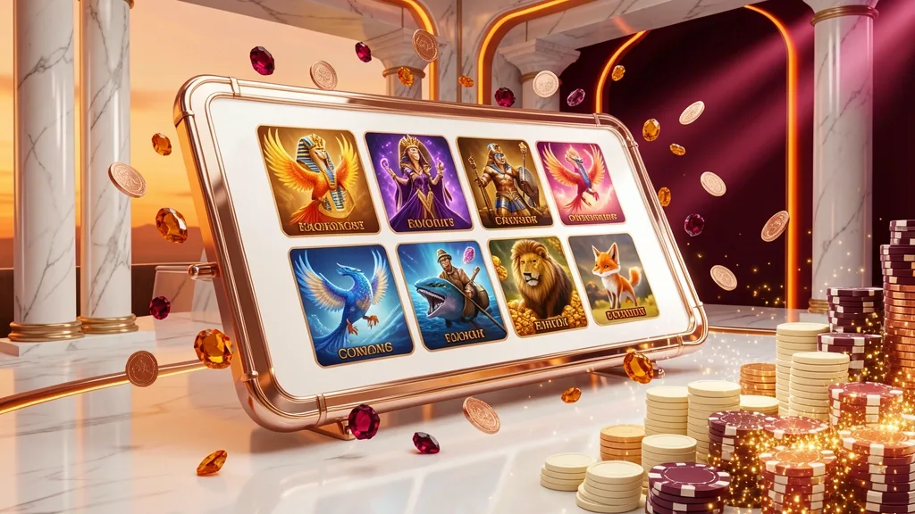 Tela de jogos de cassino com personagens fantásticos e moedas